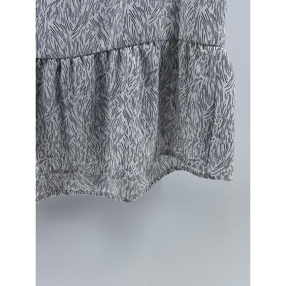 APT. 9 Women's White-Black Printed Crewneck Short Sleeve Ruffle-Hem Top SZ M - Picture 8 of 11